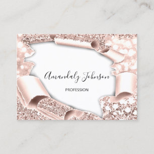 3D Glitter Makeup Event Hairdresser ROSE White Business Card