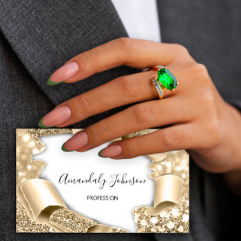 3d Glitter Makeup Event Planner Champaign Gold Business Card by luxury_luxury at Zazzle