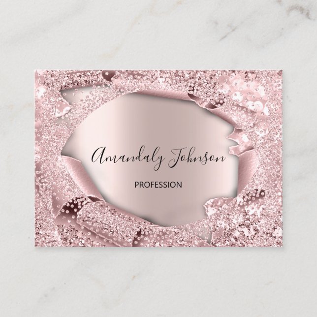 3D Glitter Makeup Event Planner ROSE  Glitter Business Card (Front)