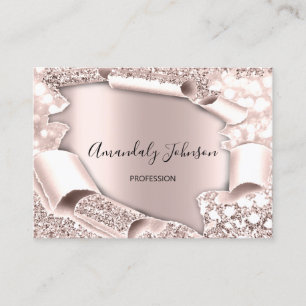 3D Glitter Makeup Event Planner ROSE Pink Business Card