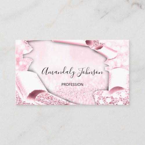 3D Glitter Makeup Event Planner Unique Pink Business Card