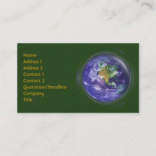 3D Globe Earth Day Business Card (Front)