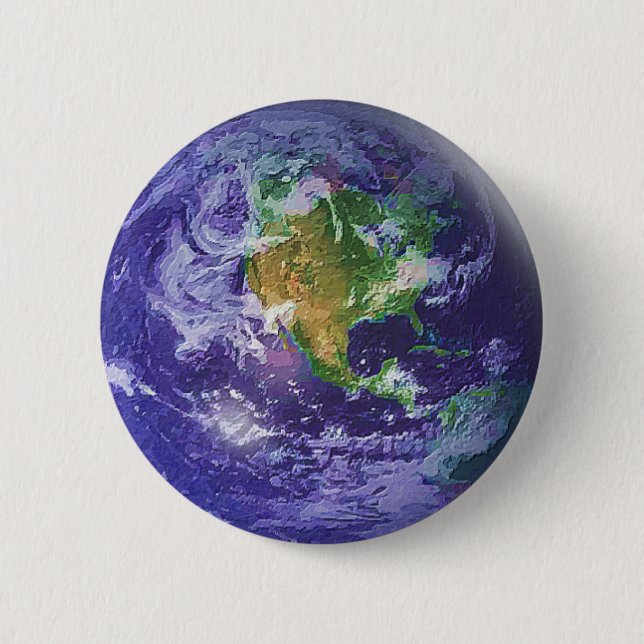3D Globe Earth Day Pinback Button (Front)