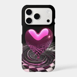 3D Glossy Heart Checkerboard iPhone Case | Y2K