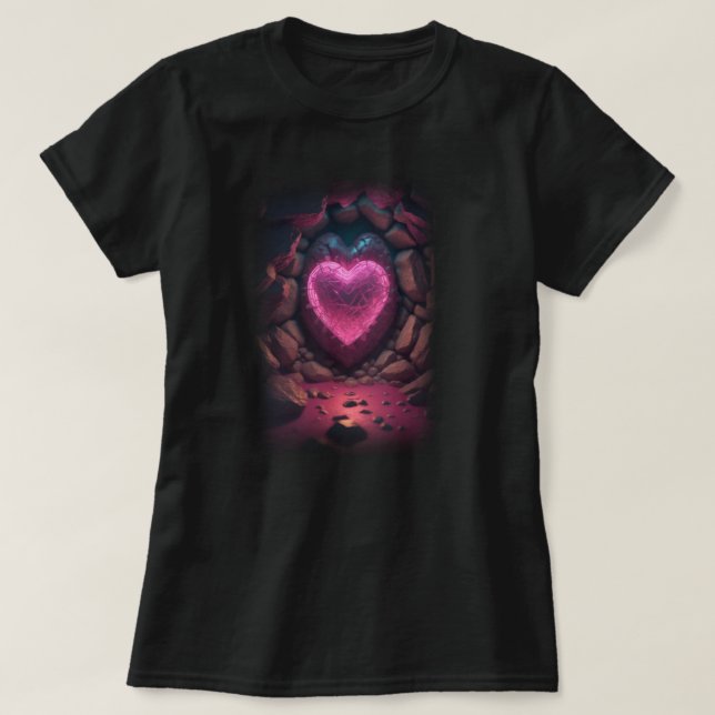 3d Glowing Heart Deep Inside T-Shirt (Design Front)