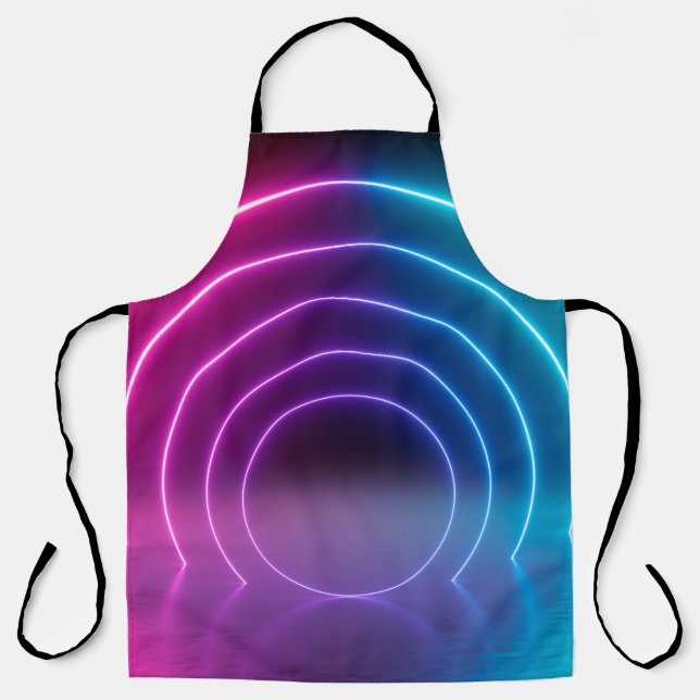 3d, glowing lines, tunnel, neon lights, virtual re apron (Front)