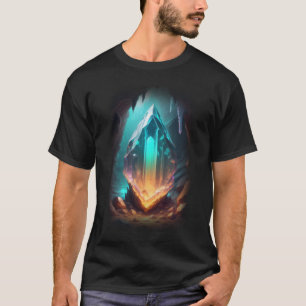 3D Glowing Stone Orange Teal T-Shirt