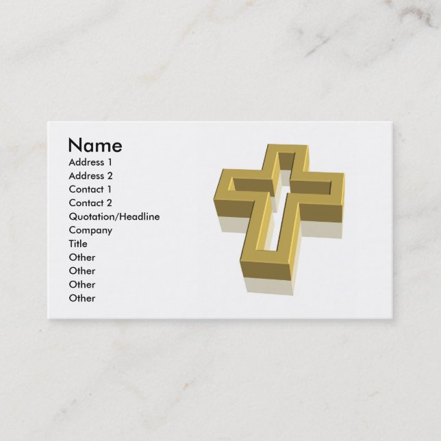 3D Gold Cross Business Card (Front)
