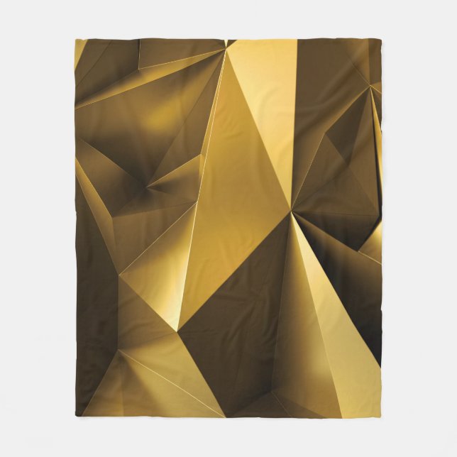 3D Gold Crystal Abstract Panorama Fleece Blanket (Front)
