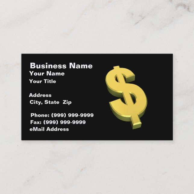 3D Gold Dollar Sign Business Card (Front)