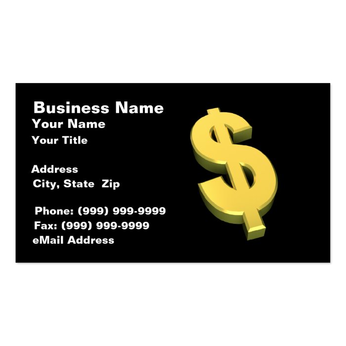 3D Gold Dollar Sign Business Card Template