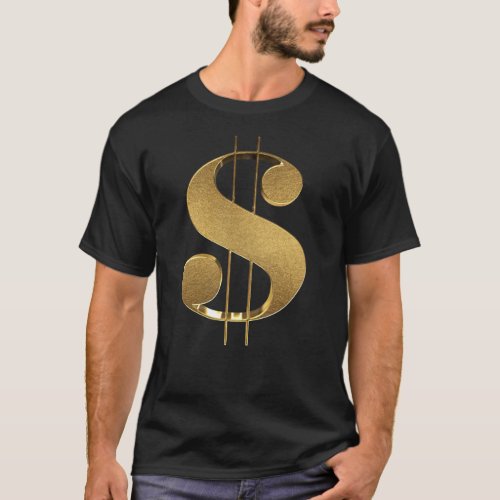 3D Gold Dollar Sign T_Shirt