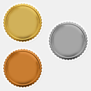 3D Gold Foil Seal Starburst Excellence Award Medal Labels