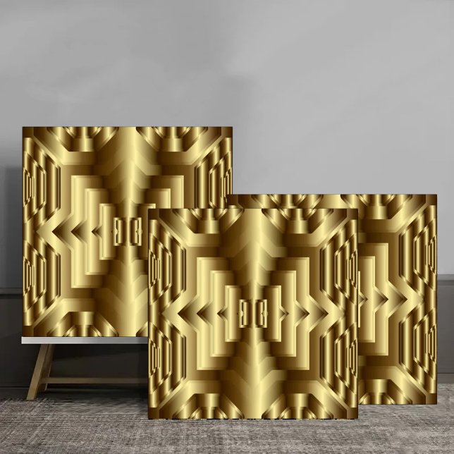 3D Gold Geometric Luxury Seamless Pattern Ceramic Tile (Creator Uploaded)