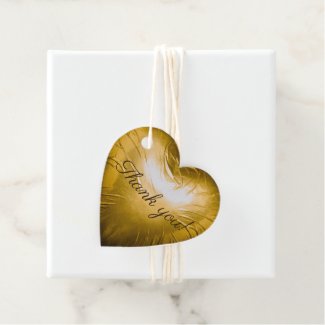 3D Gold Heart Thank You Favor Tags