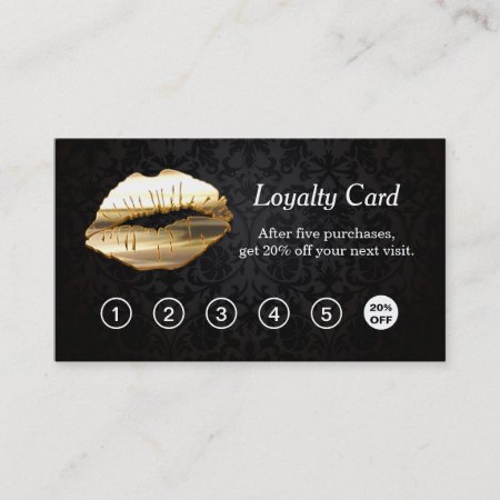 3d Gold Lips Makeup Salon Loyalty Punch Card