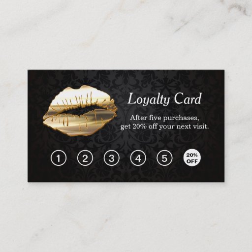 Customizable 3D Gold Lips Makeup Salon Loyalty Punch Card