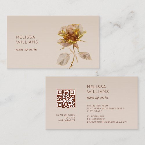 3D Gold Rose Business Card