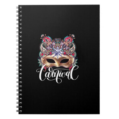 3d gold venetian carnival mask with ornamental flo notebook