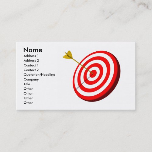 3D Golden Arrow Hitting Center of Target Bullseye Business Card