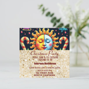 3d Golden Christmas Tree Golden Christmas Party Invitation