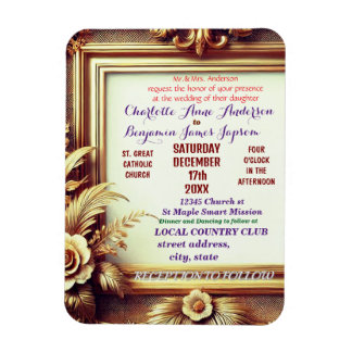 3D Golden Floral Botanical Frame Magnet