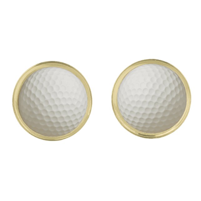 3D Golf Ball Design – Gold-Plated, Custom  Cufflinks (Front)