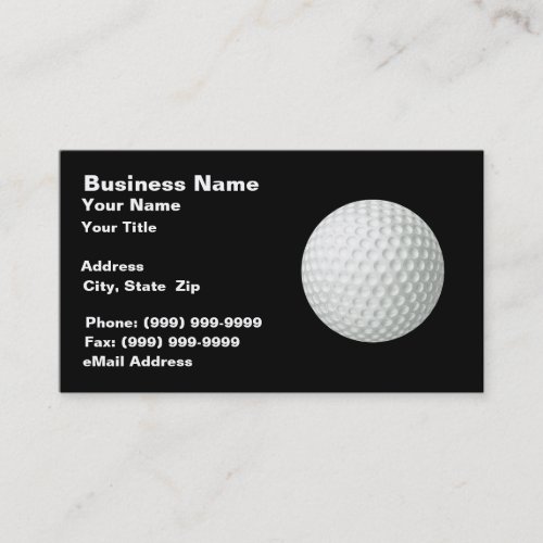 3D Golf Ball on Black BG Business Card