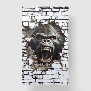 3D Gorilla Wall Break Art – Realistic Safari Blackout Curtains