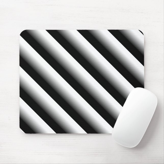 3D Gradient Black, Gray and White Stripe Mouse Pad (With Mouse)