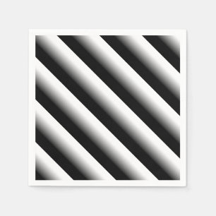 3D Gradient Black, Gray and White Stripe Napkins