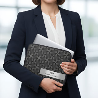 3D Gradient Urban Black Diamond Geometric Pattern  Laptop Sleeve