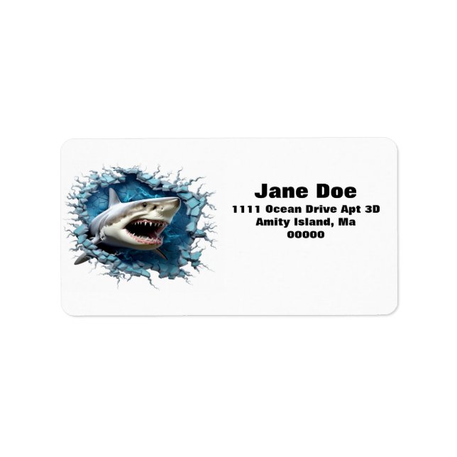 3D Great White Shark Return Adress Labels (Front)