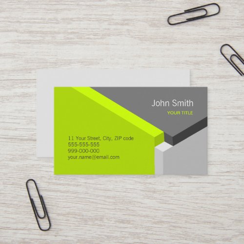 3D Lime / Grey Geometry business card