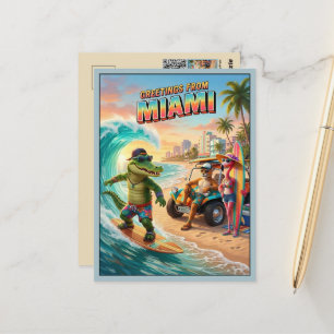 3D Greetings from Miami Travel Postcard