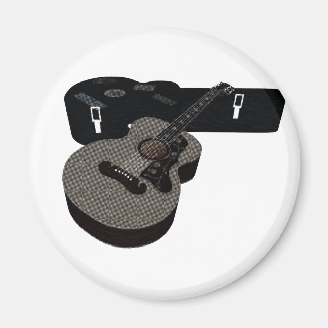 3D Halftone Acoustic Guitar & Case Magnet (Front)
