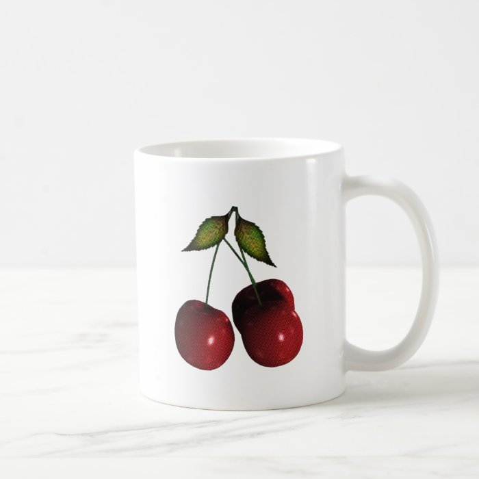 3D Halftone Cherries Coffee Mugs