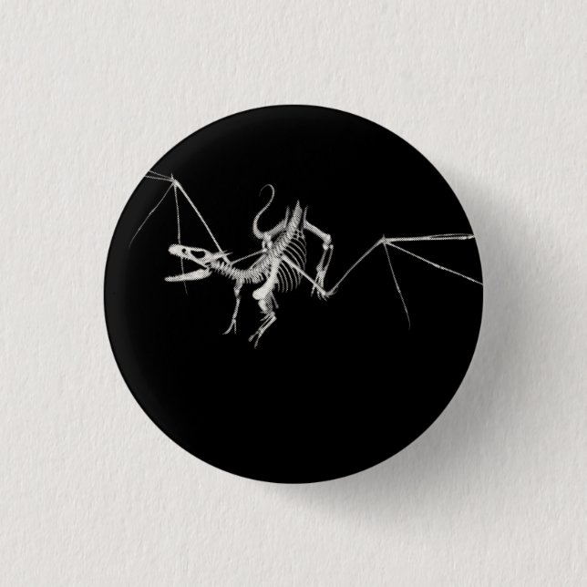3D Halftone Flying Dragon Skeleton 2 Button (Front)