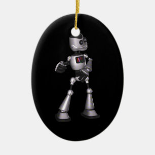 ♪♫♪ 3D Halftone Sci-Fi Robot Guy Dancing Ceramic Ornament