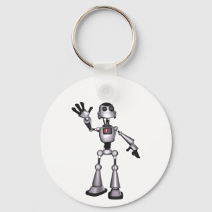 3D Halftone Sci-Fi Robot Guy Waving Keychain