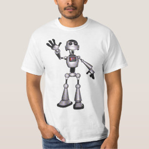 3D Halftone Sci-Fi Robot Guy Waving T-Shirt