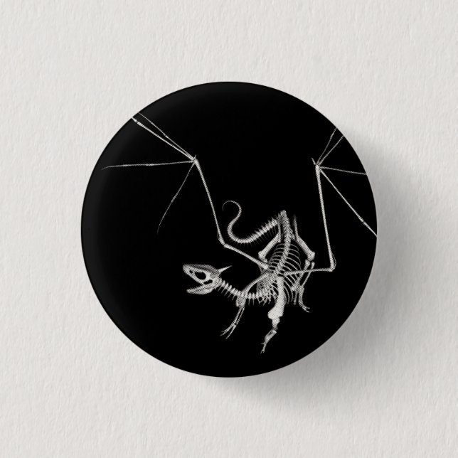3D Halftone Skeleton Dragon 4 Button (Front)