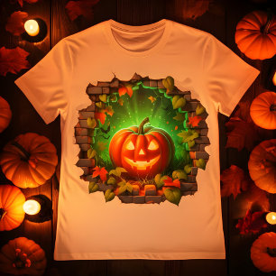 3d Halloween Pumpkin Design T-Shirt