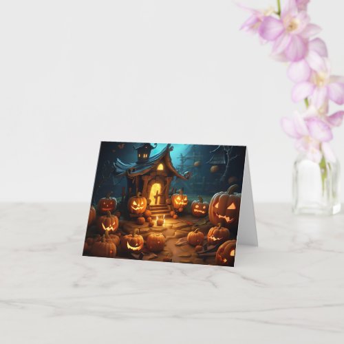 3d Halloween Pumpkin Haunted house Card