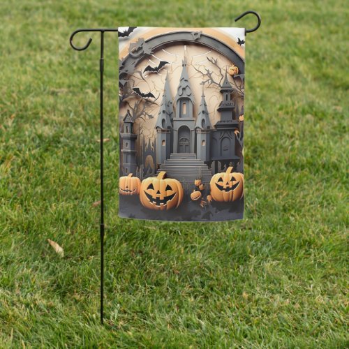 3d Halloween Pumpkin Haunted house Garden Flag