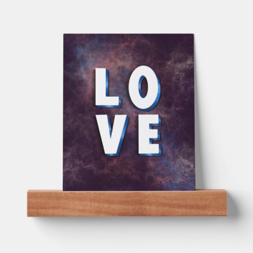 3D handwritten LOVE PLAY HARD Marble Watercolor Picture Ledge