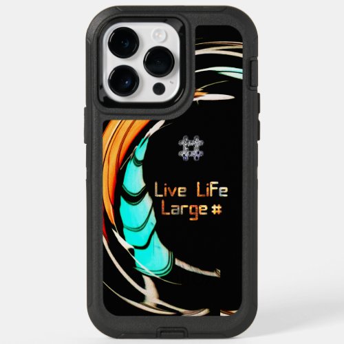 3D Hashtag Live Life Large  African Print Design  OtterBox iPhone 14 Pro Max Case