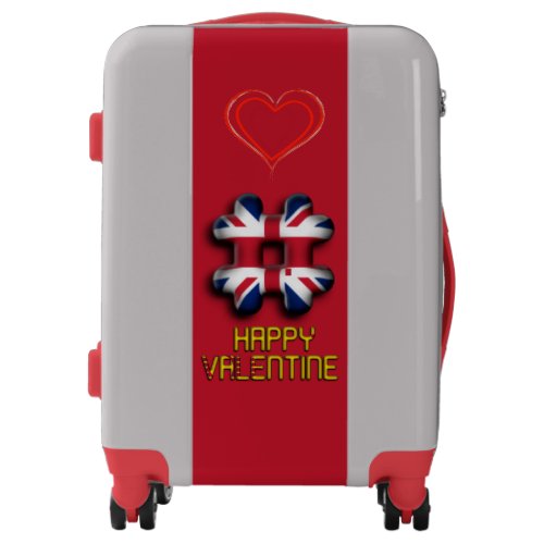 3D Hashtag United Kingdom Happy Valentines Day Luggage