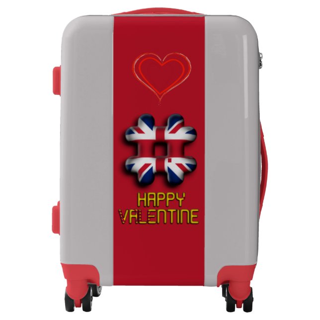 3D Hashtag United Kingdom Happy Valentine's Day Luggage (Front)