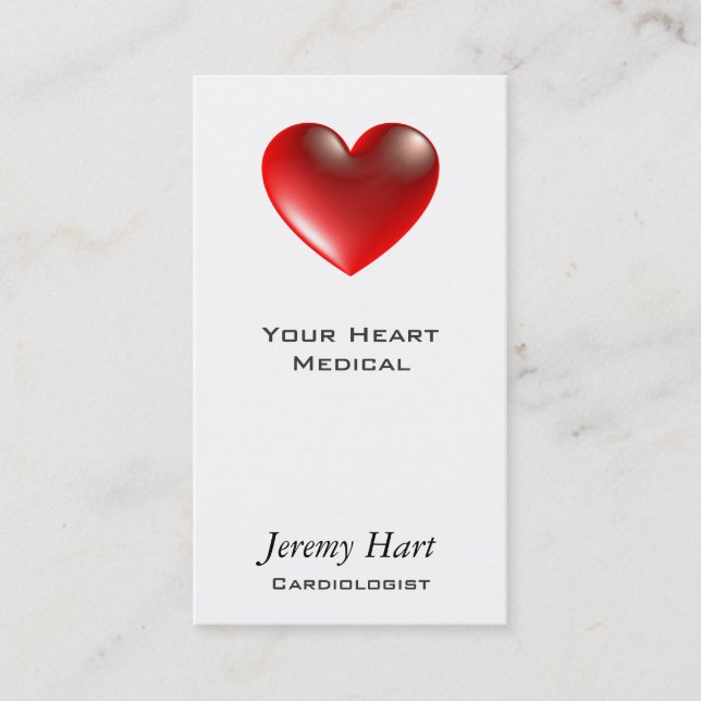 3d Heart / Glass Business Card (Front)